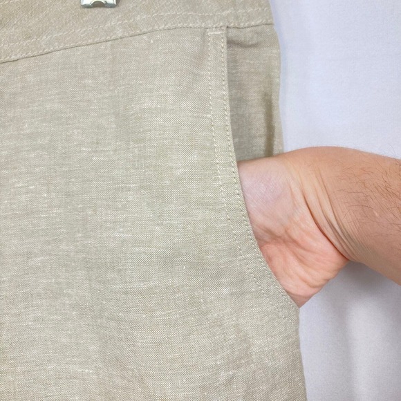 ExOfficio Pants Womens Sz 10 Beige Linen Stretch Waist Relaxed Straight Leg - Picture 3 of 12